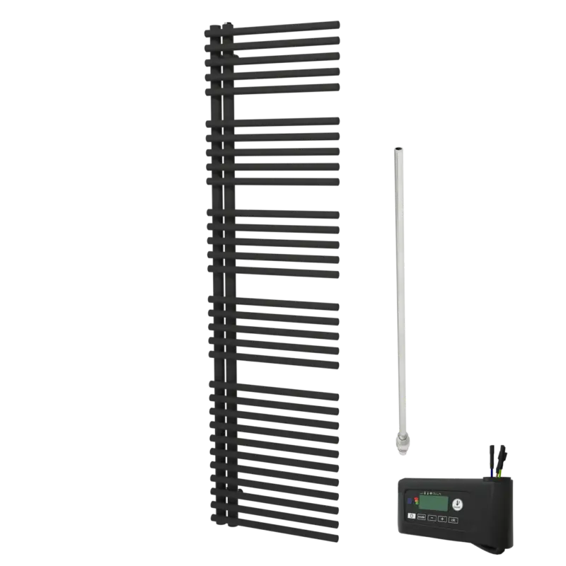 Beliebt Vipera Nevada Einzel Handtuchheizkörper 50 x 180 cm Elektrische Heizung schwarz matt Seitenanschluss 750W, inkl. Widerstand