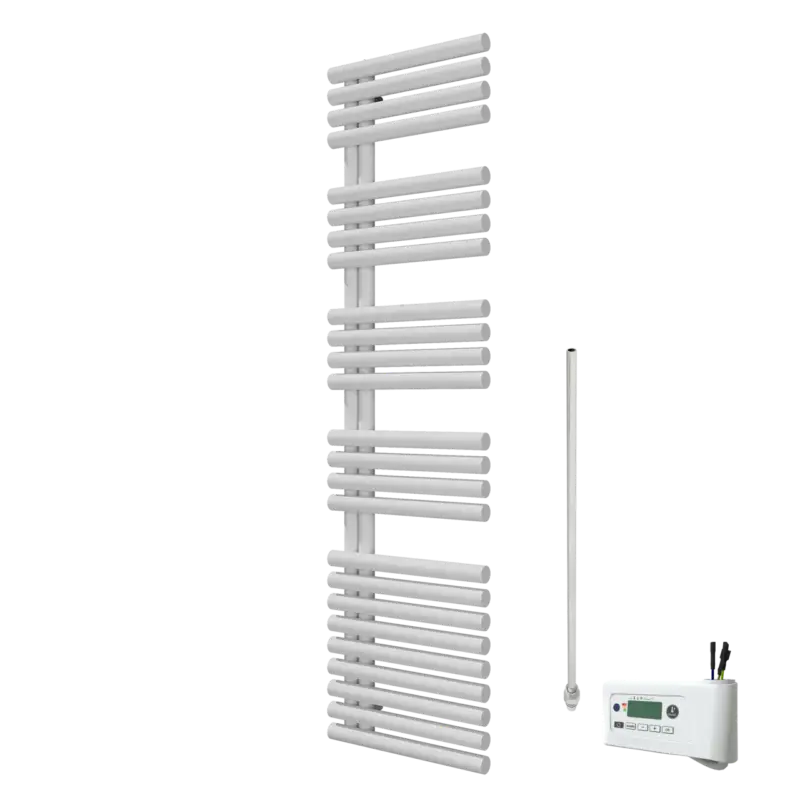 Vipera Avila Einzel Handtuchheizkörper 50 x 187 cm Elektrische Heizung weiß matt Mittelanschluss 750W, inkl. Widerstand Garantierte Lieferung