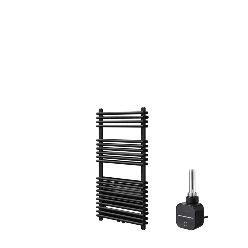 Schneller Versand Vipera Alegria Doppel Handtuchheizkörper 50 x 100 cm Elektrische Heizung Schwarz matt Seiten- und Mittelanschluss 800W, inkl. Widerstand