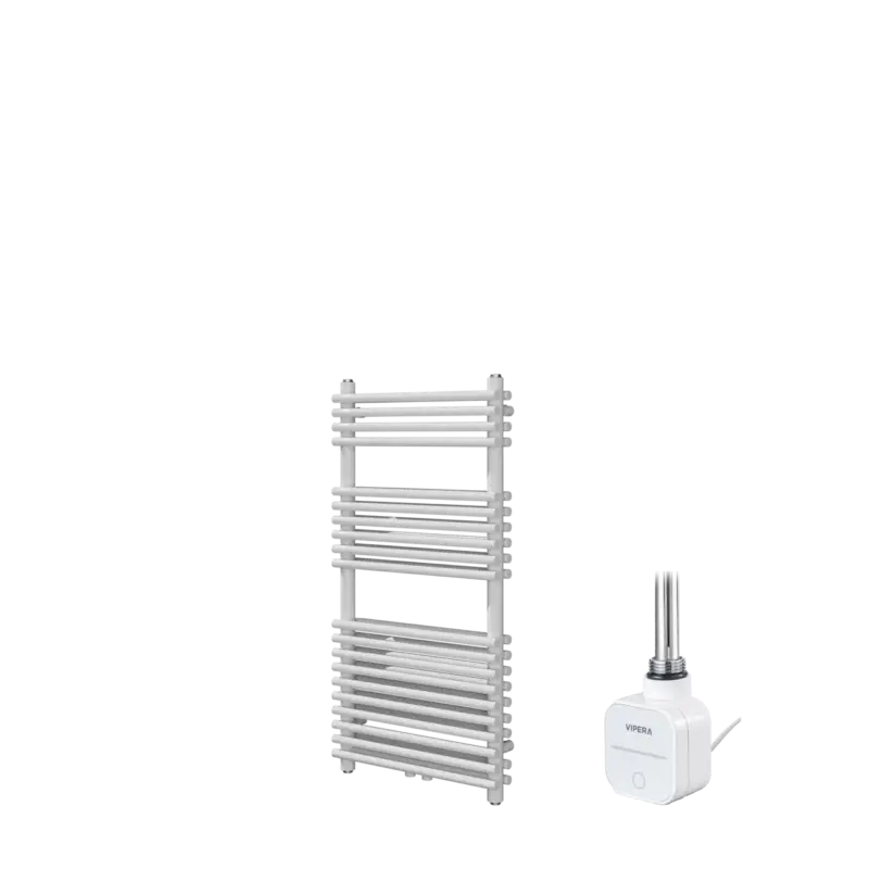 Direkt Vom Hersteller Vipera Alegria Doppel Handtuchheizkörper 50 x 100 cm Elektrische Heizung Weiß glänzend Seiten- und Mittelanschluss 800W, inkl. Widerstand