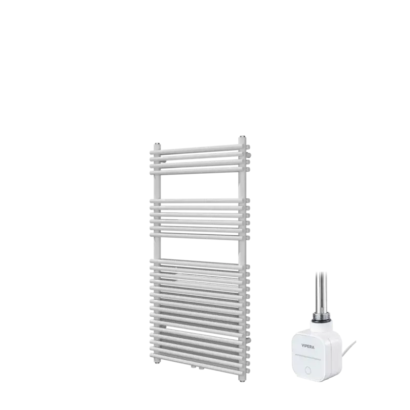Abverkauf Vipera Alegria Doppel Handtuchheizkörper 60 x 120 cm Elektrische Heizung Weiß glänzend Seiten- und Mittelanschluss 1000W, inkl. Widerstand