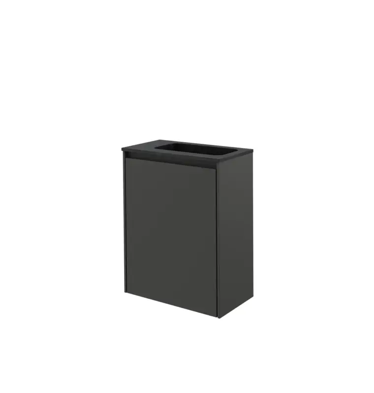 Storke Edge hängendes WC-Möbel-Set, 40 x 22 cm, schwarz matt, mit Fina Waschtisch in mattem Quarz Bestseller