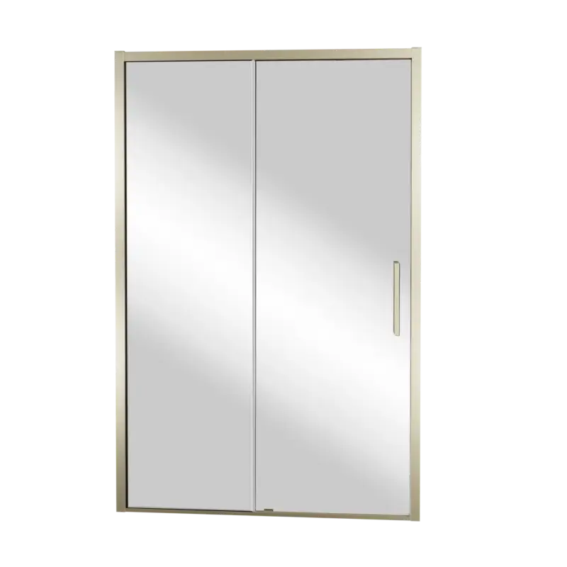 Finale Aktion Balmani Senses Design Dusche Schiebetür, Links, 140 cm x 210 cm, Reflex-Spiegelglas, Profil Brushed Champagner Gold