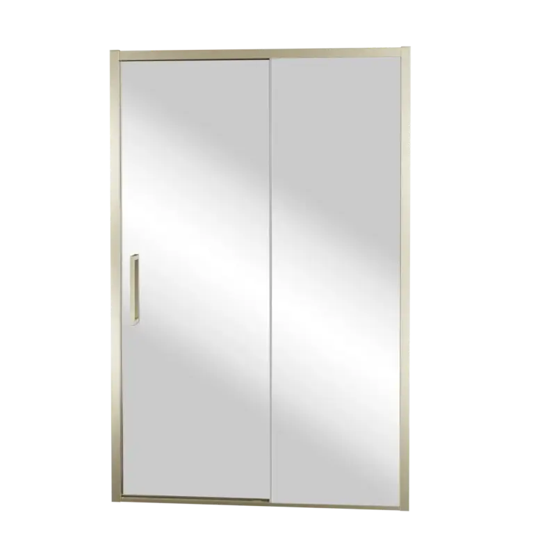 Nur Heute Balmani Senses Design Dusche Schiebetür, Rechts, 140 cm x 210 cm, Reflex-Spiegelglas, Profil Brushed Champagner Gold