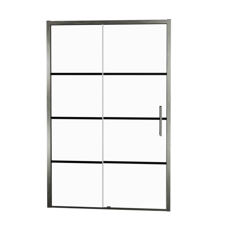 Balmani Senses Design Dusche Schiebetür, Links, 160 cm x 210 cm, Lined Glas, Profil Brushed GunMetal Markenprodukt