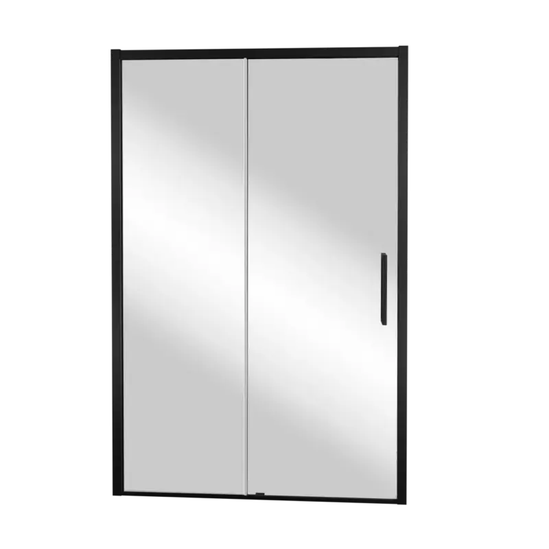 Wochenendangebot Balmani Senses Design Dusche Schiebetür, Links, 120 cm x 210 cm, Reflex-Spiegelglas, Profil Schwarz