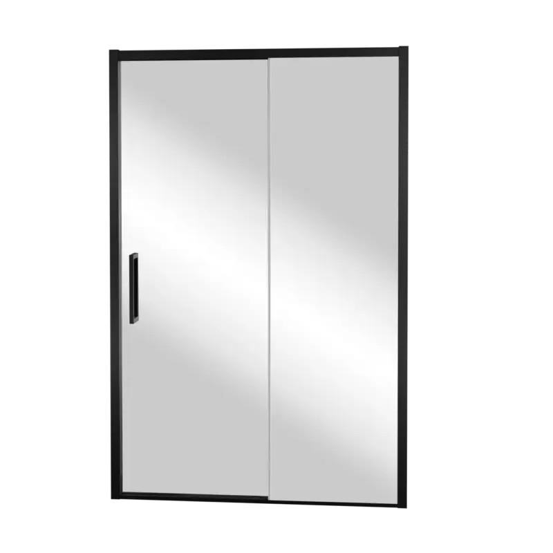 Sonderangebot Balmani Senses Design Dusche Schiebetür, Rechts, 120 cm x 210 cm, Reflex-Spiegelglas, Profil Schwarz
