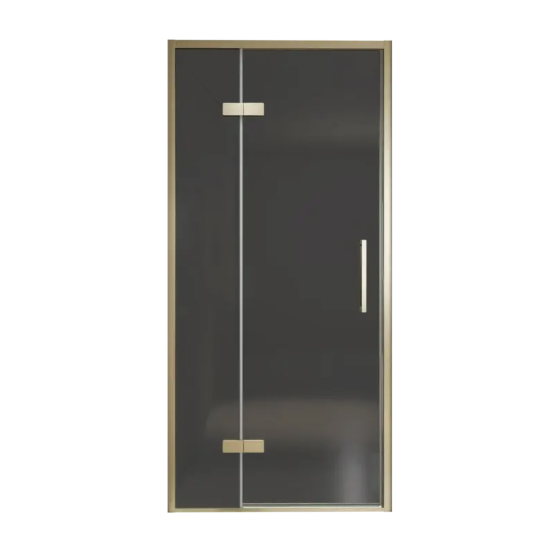 Balmani Senses Design Dusche Drehtür, Links, 100 cm x 210 cm, Rauchglas, Profil Brushed Champagner Gold Kracherpreis