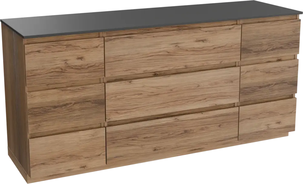 Balmani Lucida freistehendes Möbelstück Set: 180 x 55 cm, Teak, mit Stretto Einzel- oder Doppel Waschtischplatte, Schwarzes Granit Jetzt Kaufen