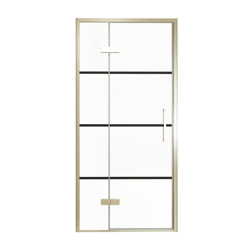 Nur Heute Balmani Senses Design Dusche Drehtür, Links, 100 cm x 210 cm, Lined, Profil Brushed Champagner Gold, inklusive Coating
