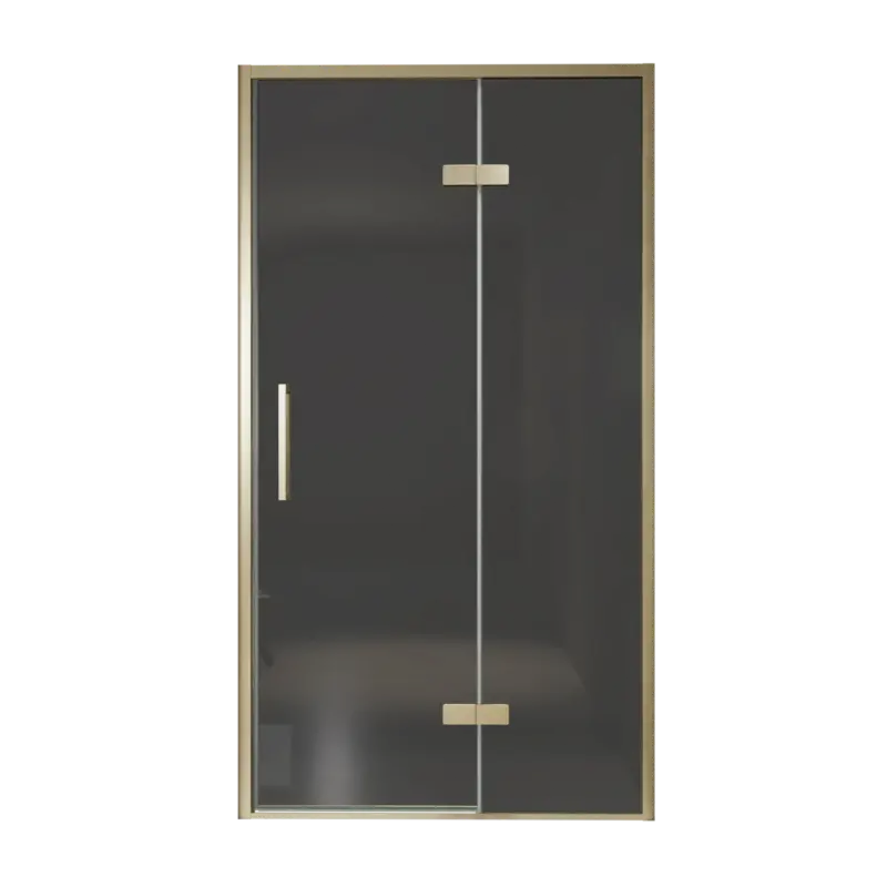 Nur Heute Balmani Senses Design Dusche Drehtür, Rechts, 120 cm x 210 cm, Rauchglas, Profil Brushed Champagner Gold, inklusive Coating