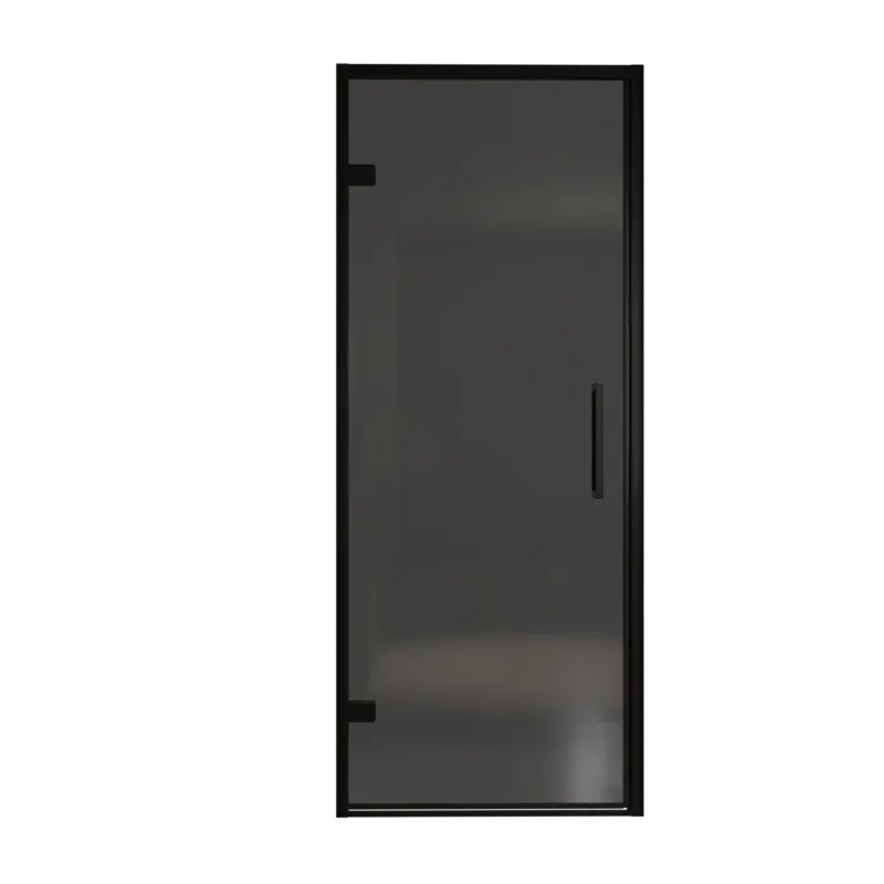 Neuheit Balmani Senses Design Dusche Drehtür, Links, 90 cm x 210 cm, Rauchglas, Profil Schwarz, inklusive Coating