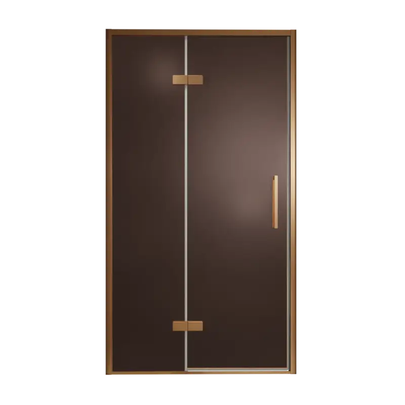 Bestseller Balmani Senses Design Dusche Drehtür, Links, 120 cm x 210 cm, Bronze, Profil Brushed Rosegold, inklusive Coating