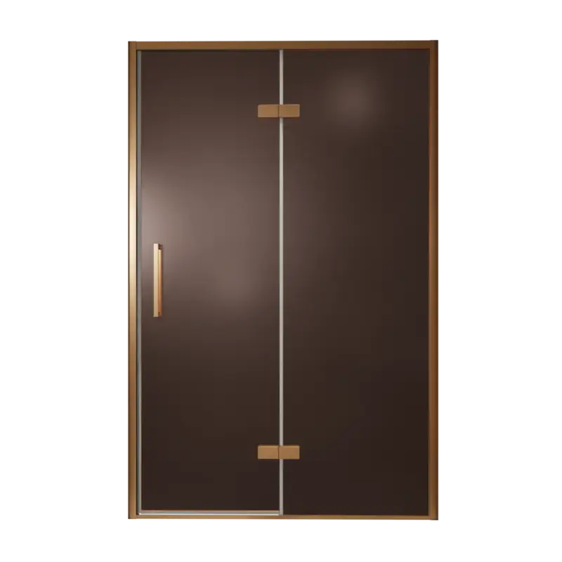 Rabatt Balmani Senses Design Dusche Drehtür, Rechts, 140 cm x 210 cm, Bronze, Profil Brushed Rosegold, inklusive Coating