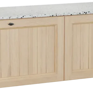 Kracherpreis Balmani Lemon hängendes Möbelstück Set: 180 x 55 cm, Naturbelassene Eiche Furnier, mit Stretto Einzel- oder Doppel Waschtischplatte, Terrazzo in Weiß/Schwarz matt