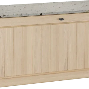 Balmani Lemon hängendes Möbelstück Set: 120 x 55 cm, Naturbelassene Eiche Furnier, mit Stretto Einzel- oder Doppel Waschtischplatte, Terrazzo in Greige Saisonangebot
