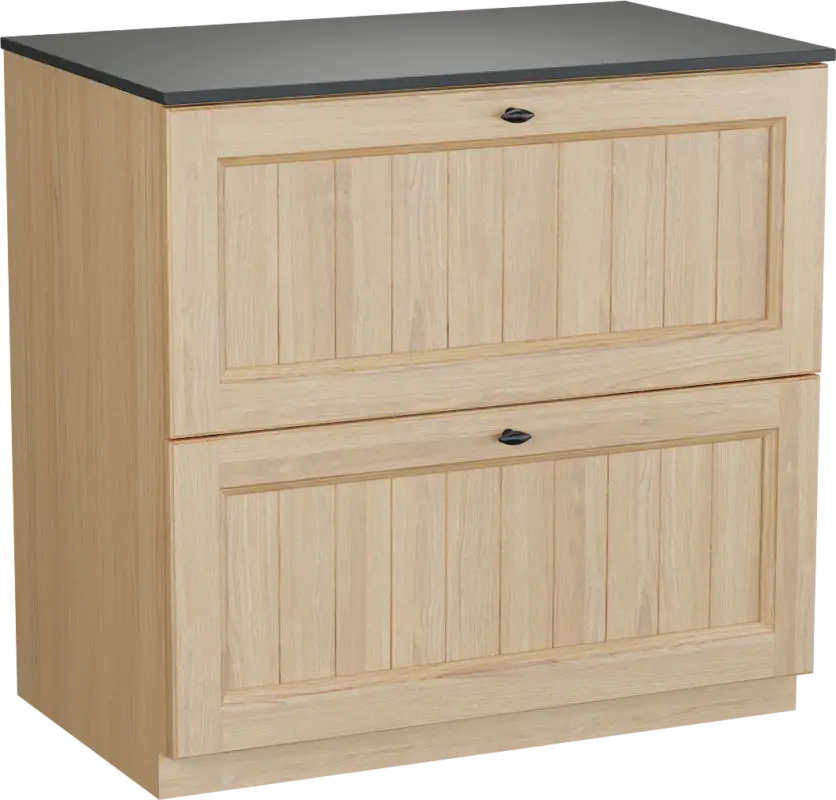 Top-Preis Balmani Lemon freistehendes Möbelstück Set: 90 x 55 cm, Naturbelassene Eiche Furnier, mit Stretto Einzel Waschtischplatte, Schwarzes Granit
