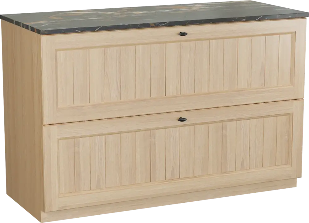 Balmani Lemon freistehendes Möbelstück Set: 135 x 55 cm, Naturbelassene Eiche Furnier, mit Stretto Einzel- oder Doppel Waschtischplatte, Portoro Gold Super-Preis