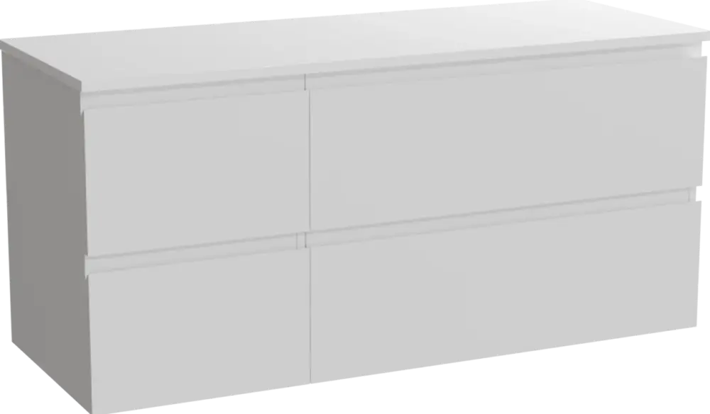 Linie Lado hängendes Möbelstück Set: 120 x 46 cm, Weiß glänzend, mit Lado Doppel Waschtischplatte, Marmorkomposit Weiß glänzend Bestseller