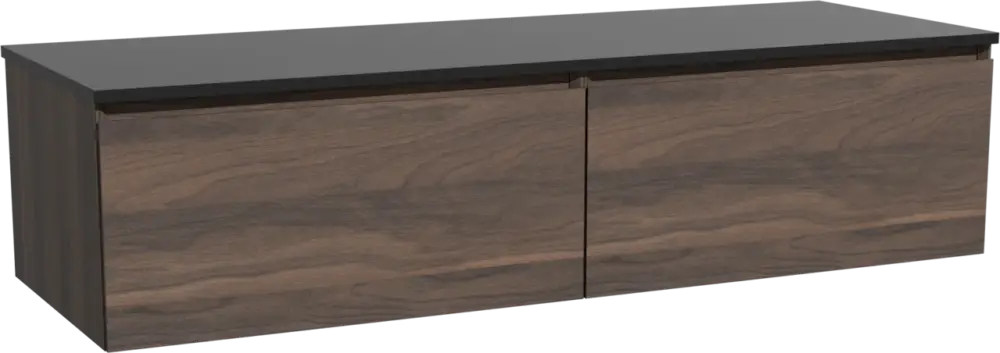 Storke Edge hängendes Möbelstück Set: 150 x 52 cm, Nussbaum, mit Panton Einzel- oder Doppel Waschtischplatte, Pulverbeschichtetes MDF Schwarz matt Bestpreis
