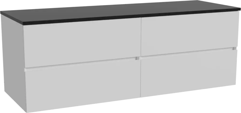 Storke Edge hängendes Möbelstück Set: 150 x 52 cm, Weiß matt, mit Panton Einzel- oder Doppel Waschtischplatte, Pulverbeschichtetes MDF Schwarz matt Neue Ware
