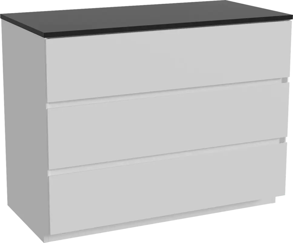 Abverkauf Storke Edge freistehendes Möbelstück Set: 105 x 52 cm, Weiß matt, mit Panton Einzel Waschtischplatte, Pulverbeschichtetes MDF Schwarz matt