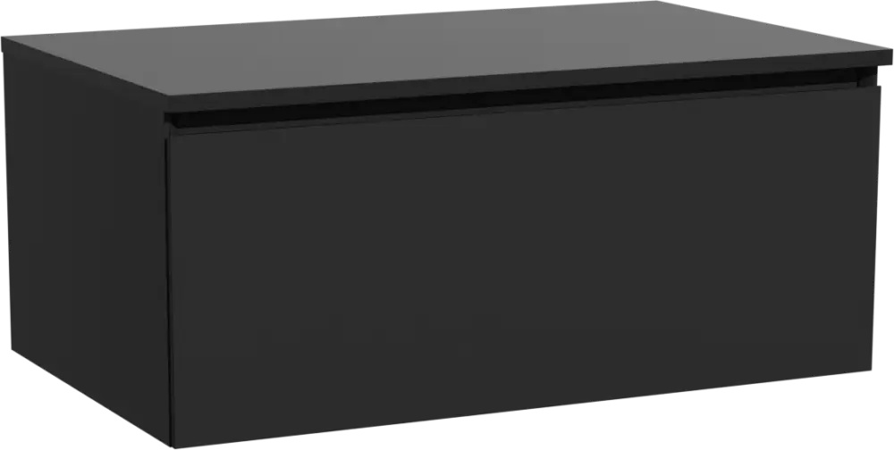 Storke Edge hängendes Möbelstück Set: 85 x 52 cm, Schwarz matt, mit Panton Einzel Waschtischplatte, Pulverbeschichtetes MDF Schwarz matt Rabatt