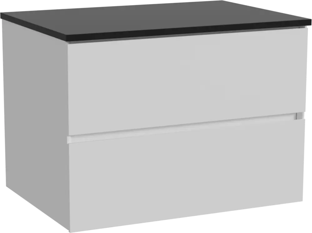 Markenprodukt Storke Edge hängendes Möbelstück Set: 75 x 52 cm, Weiß matt, mit Panton Einzel Waschtischplatte, Pulverbeschichtetes MDF Schwarz matt