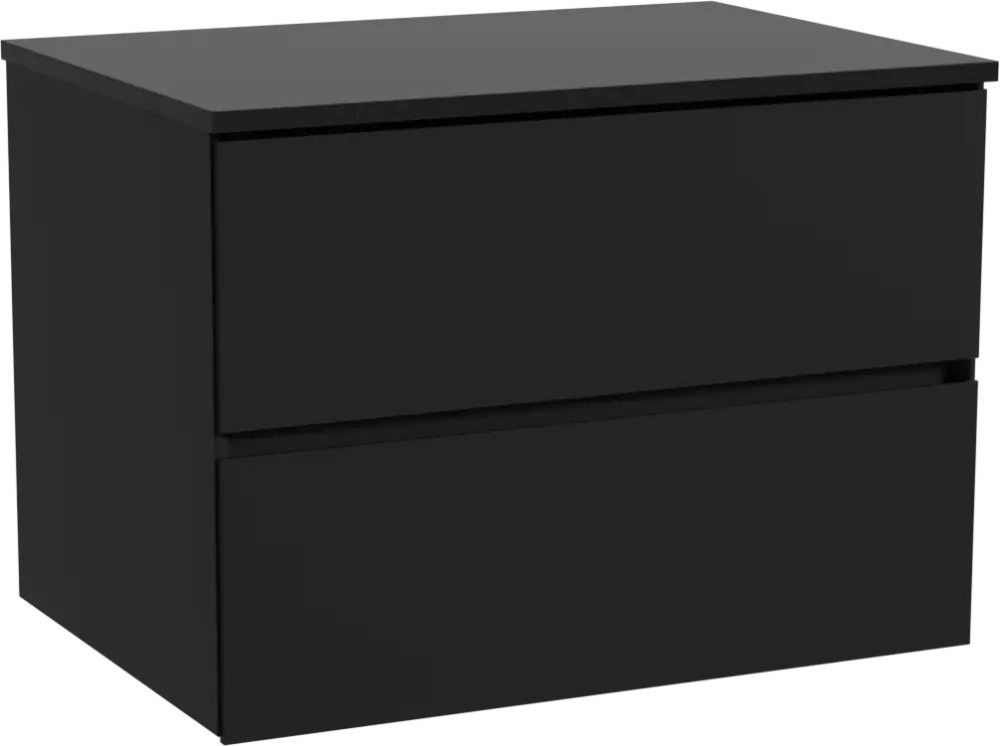 Knallerangebot Storke Edge hängendes Möbelstück Set: 75 x 52 cm, Schwarz matt, mit Panton Einzel Waschtischplatte, Pulverbeschichtetes MDF Schwarz matt
