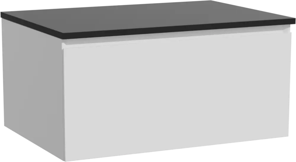 Online Kaufen Storke Edge hängendes Möbelstück Set: 75 x 52 cm, Weiß matt, mit Panton Einzel Waschtischplatte, Pulverbeschichtetes MDF Schwarz matt
