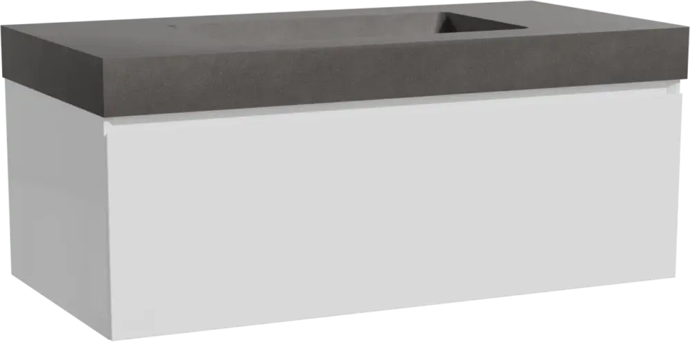 Storke Edge hängendes Möbelstück Set: 105 x 52 cm, Weiß glänzend, mit Scuro High Einzelwaschtisch, Quarz Schwarz matt Ausverkauf