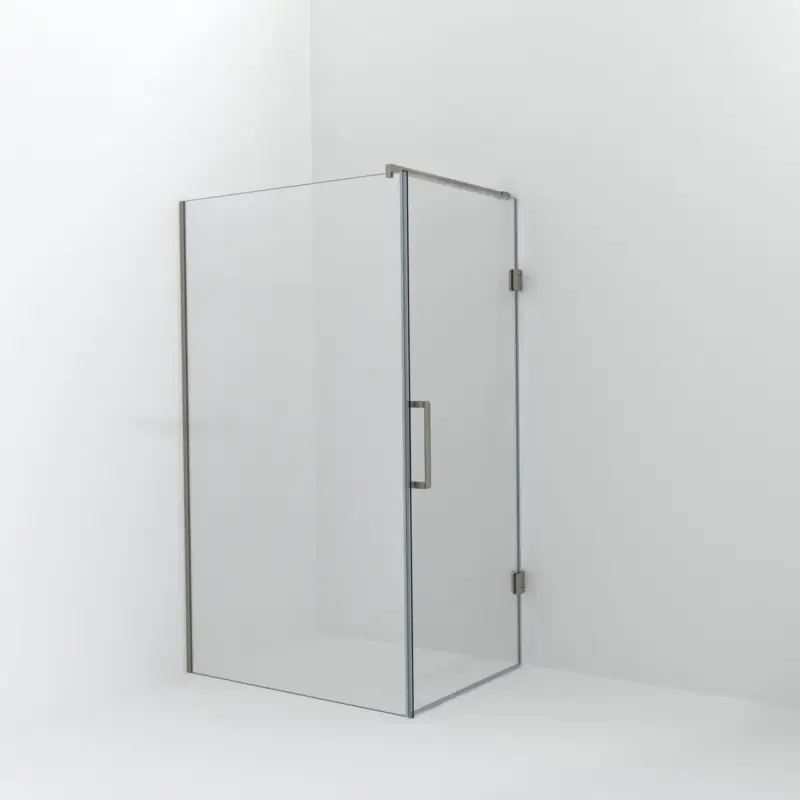 Balmani Modular Walk-In Dusche mit Tür: 120 x 200 cm mit Tür 90 cm, Klarglas, Profil Brushed CoolMetal Billig