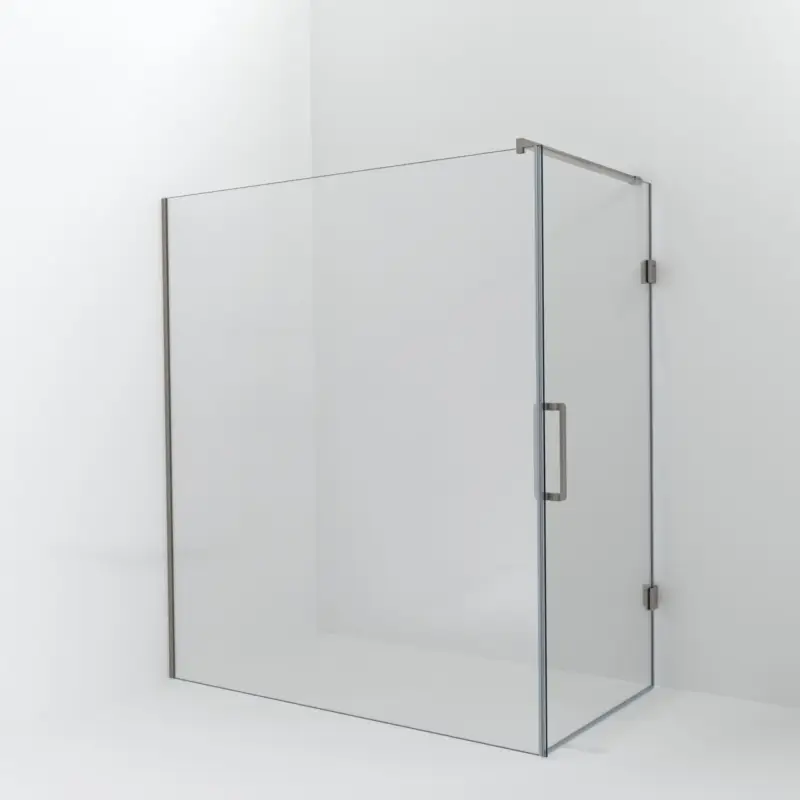 Preis Gesenkt Balmani Modular Walk-In Dusche mit Tür: 180 x 200 cm mit Tür 100 cm, Klarglas, Profil Brushed CoolMetal