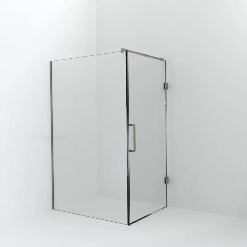 Balmani Modular Walk-In Dusche mit Tür: 130 x 200 cm mit Tür 100 cm, Klarglas inklusive Coating, Profil Brushed CoolMetal Sonderangebot