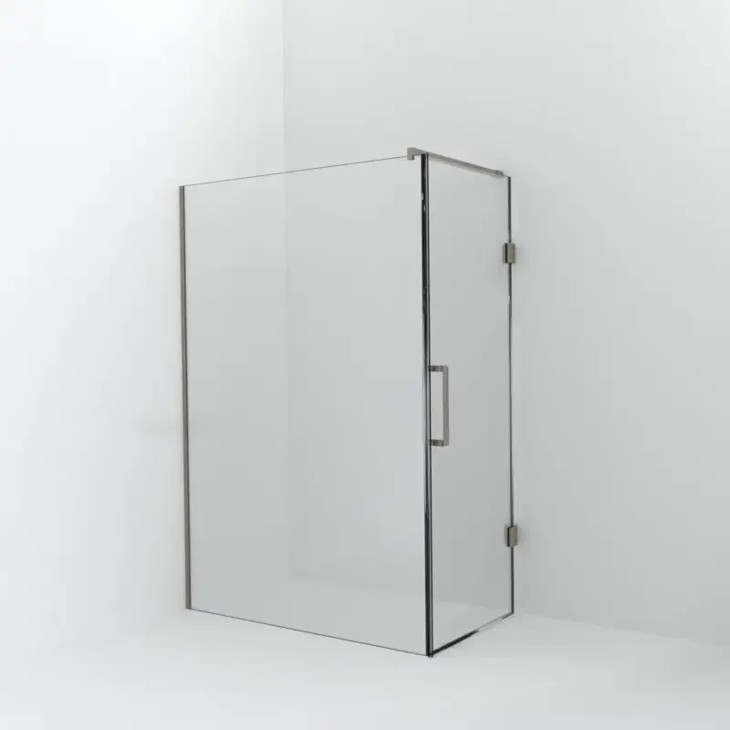 Balmani Modular Walk-In Dusche mit Tür: 140 x 200 cm mit Tür 80 cm, Klarglas inklusive Coating, Profil Brushed CoolMetal Wochenendangebot
