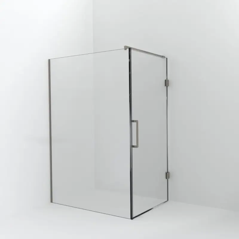 Balmani Modular Walk-In Dusche mit Tür: 140 x 200 cm mit Tür 100 cm, Klarglas inklusive Coating, Profil Brushed CoolMetal Billig