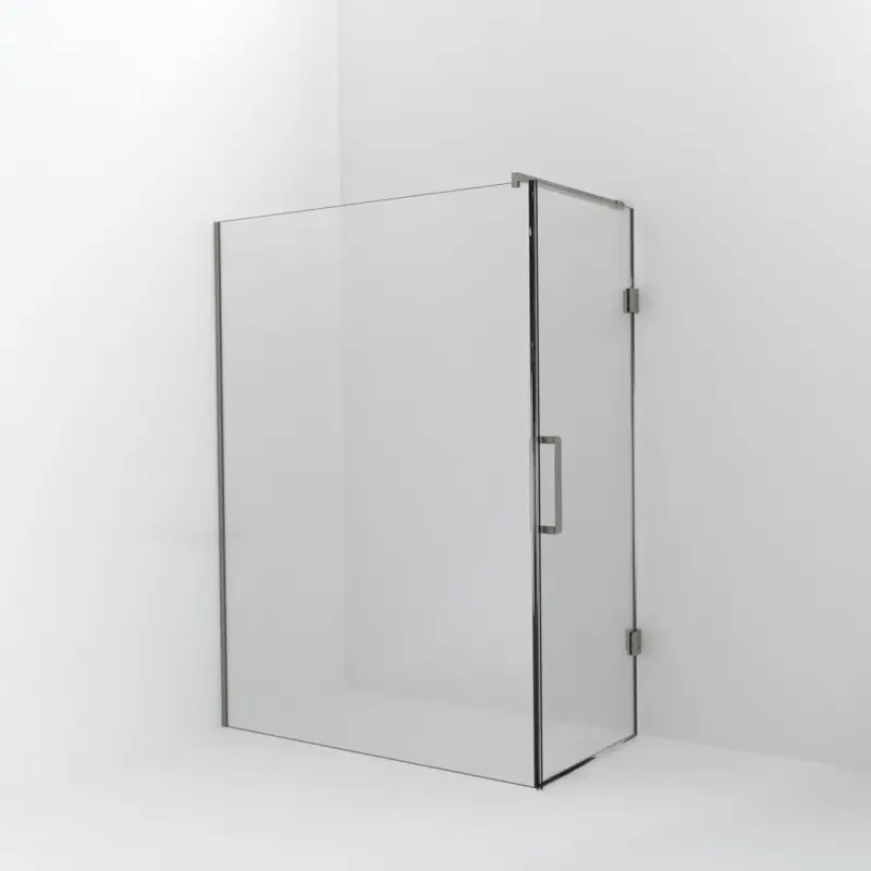 Balmani Modular Walk-In Dusche mit Tür: 150 x 200 cm mit Tür 80 cm, Klarglas inklusive Coating, Profil Brushed CoolMetal Garantierte Lieferung