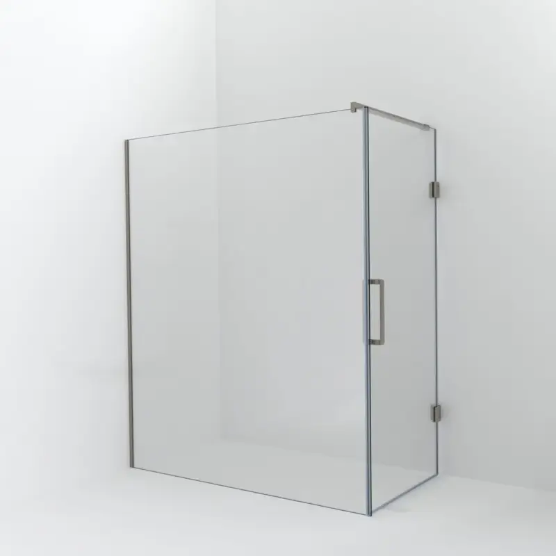 Preisreduziert Balmani Modular Walk-In Dusche mit Tür: 170 x 200 cm mit Tür 90 cm, Klarglas inklusive Coating, Profil Brushed CoolMetal