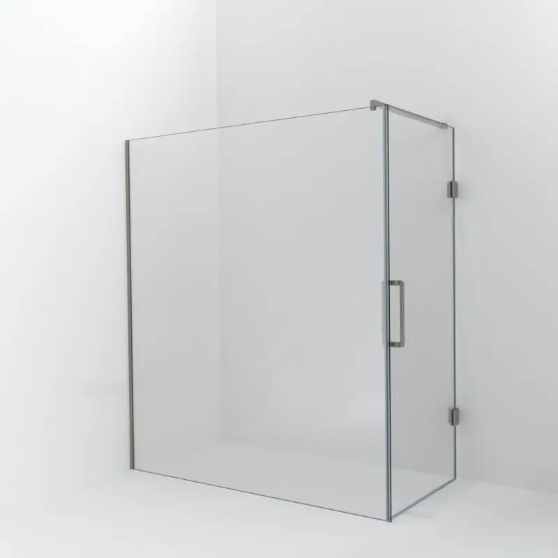 Direktkauf Balmani Modular Walk-In Dusche mit Tür: 180 x 200 cm mit Tür 90 cm, Klarglas inklusive Coating, Profil Brushed CoolMetal