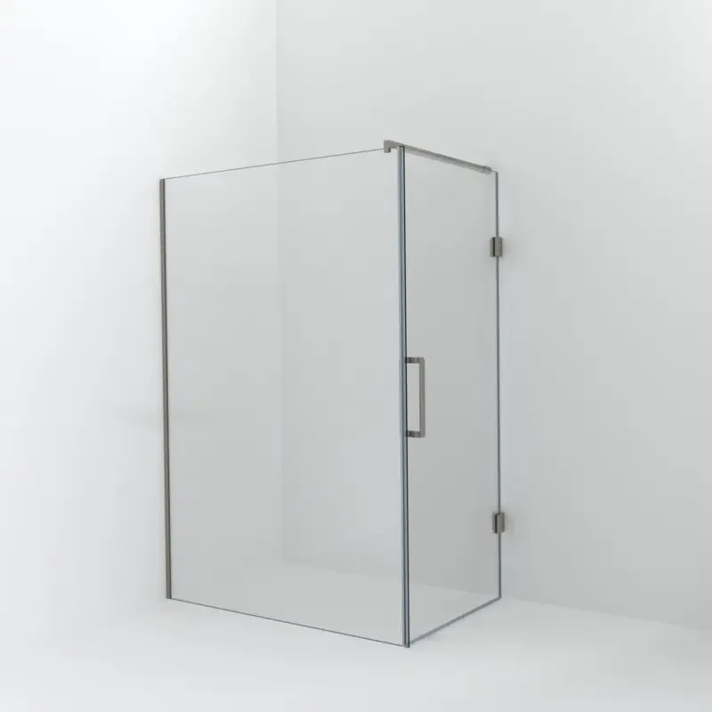 Balmani Modular Walk-In Dusche mit Tür: 140 x 200 cm mit Tür 90 cm, Extra Klarglas inklusive Coating, Profil Brushed CoolMetal Sonderaktion