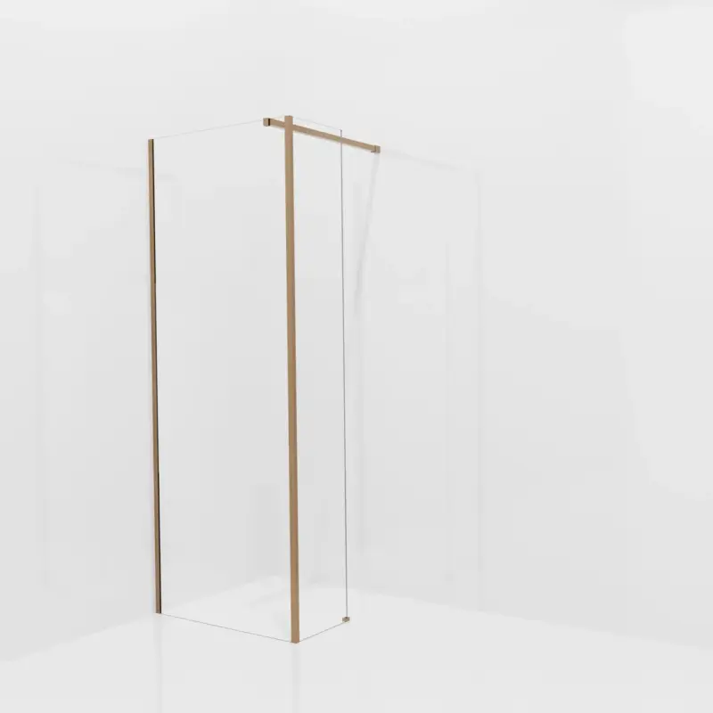 Balmani Modular Walk-In Dusche mit fester Seitenwand: 80 x 200 cm, Klarglas mit mattiertem Streifen, Profil Brushed Rosegold Zertifiziert