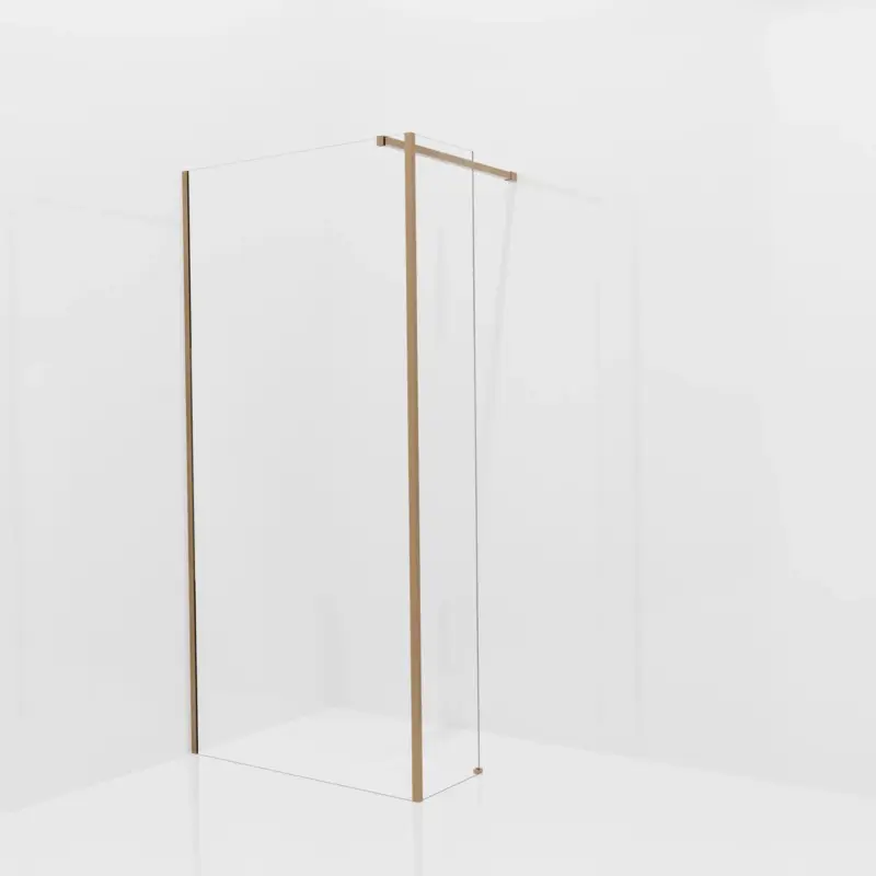 Neu Balmani Modular Walk-In Dusche mit fester Seitenwand: 100 x 200 cm, Klarglas mit mattiertem Streifen, Profil Brushed Rosegold