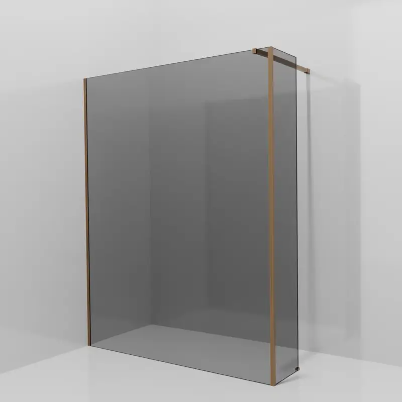 Schneller Versand Balmani Modular Walk-In Dusche mit fester Seitenwand: 160 x 200 cm, Rauchglas, Profil Brushed Rosegold