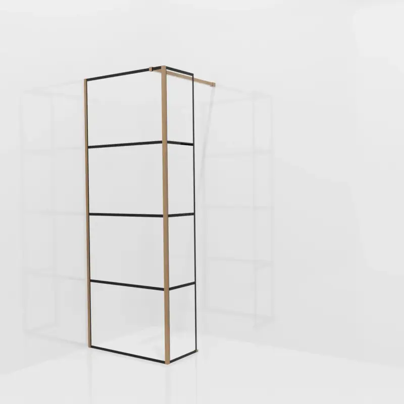 Kracherpreis Balmani Modular Walk-In Dusche mit fester Seitenwand: 80 x 200 cm, Lined, Profil Brushed Rosegold