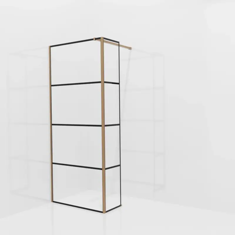 Balmani Modular Walk-In Dusche mit fester Seitenwand: 90 x 200 cm, Lined, Profil Brushed Rosegold Geprüft