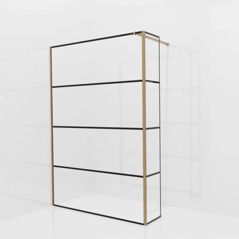 Balmani Modular Walk-In Dusche mit fester Seitenwand: 140 x 200 cm, Lined, Profil Brushed Rosegold Meistverkauft