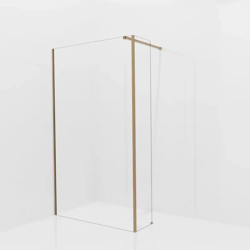 Finale Aktion Balmani Modular Walk-In Dusche mit fester Seitenwand: 120 x 200 cm, Extra Klarglas, inklusive Coating, Profil Brushed Rosegold