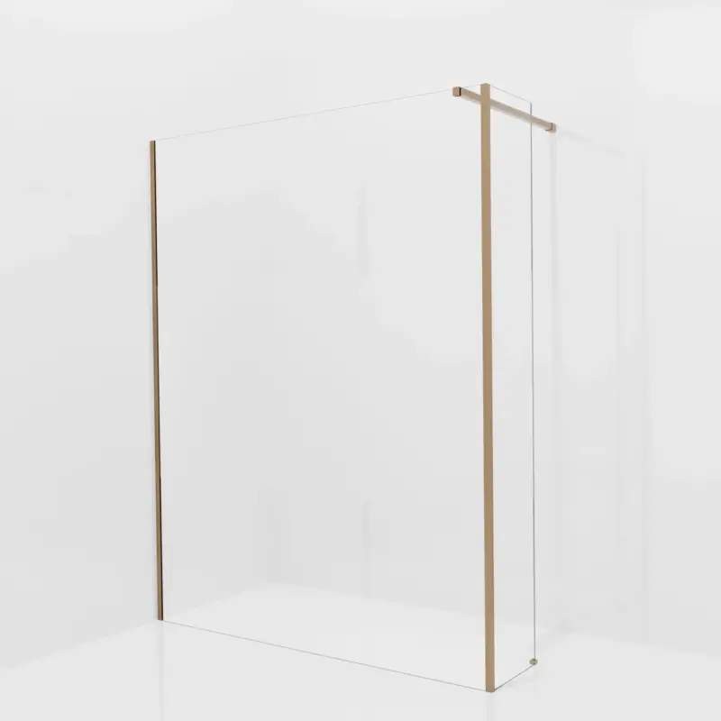 Preiswert Balmani Modular Walk-In Dusche mit fester Seitenwand: 160 x 200 cm, Klarglas mit mattiertem Streifen, inklusive Coating, Profil Brushed Rosegold