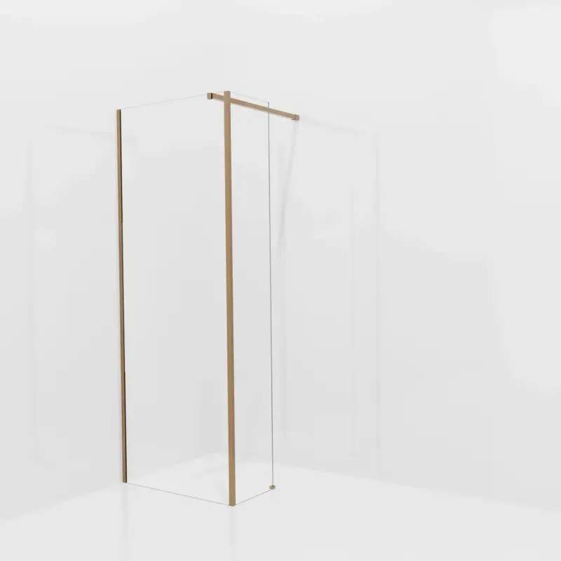 Neuheit Balmani Modular Walk-In Dusche mit fester Seitenwand: 80 x 200 cm, Klarglas mit mattiertem Streifen, inklusive Coating, Profil Brushed Rosegold