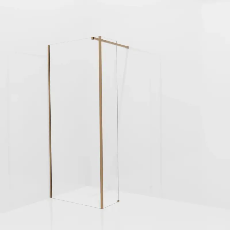 Top-Seller Balmani Modular Walk-In Dusche mit fester Seitenwand: 90 x 200 cm, Klarglas mit mattiertem Streifen, inklusive Coating, Profil Brushed Rosegold